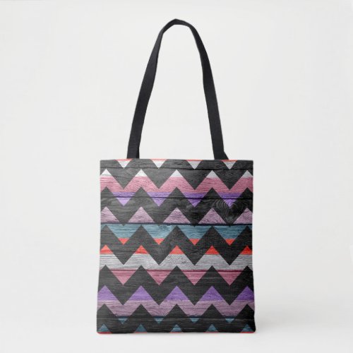 Modern Wood Colorful Chevron Pattern 16 Tote Bag