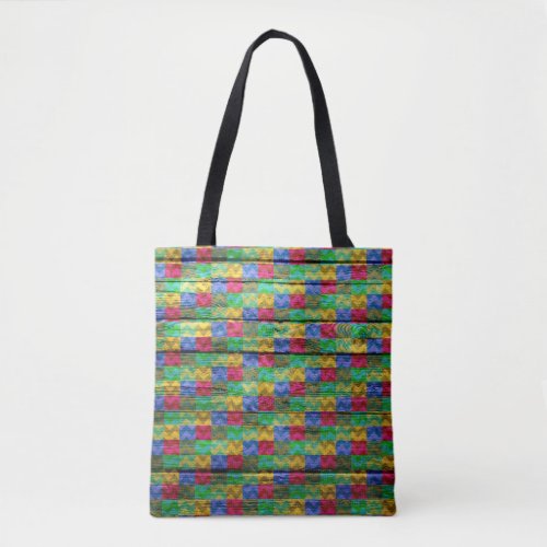 Modern Wood Colorful Chevron Pattern 24 Tote Bag