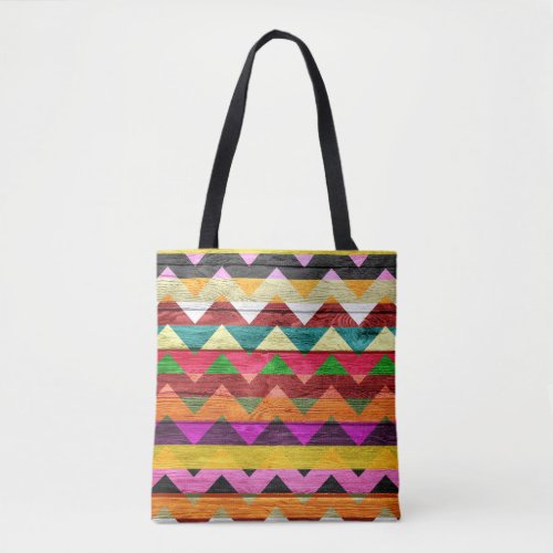 Modern Wood Colorful Chevron Pattern 25 Tote Bag