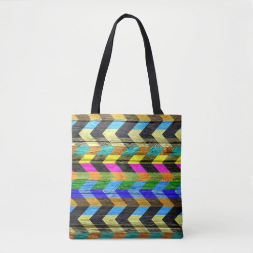 Modern Wood Colorful Chevron Pattern 26 Tote Bag