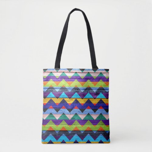 Modern Wood Colorful Chevron Pattern 33 Tote Bag