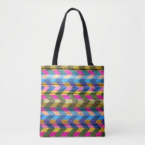 Modern Wood Colorful Chevron Pattern 36 Tote Bag