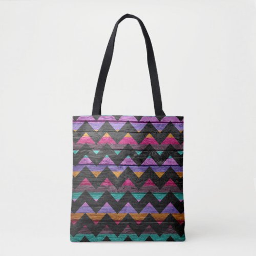 Modern Wood Colorful Chevron Pattern 40 Tote Bag