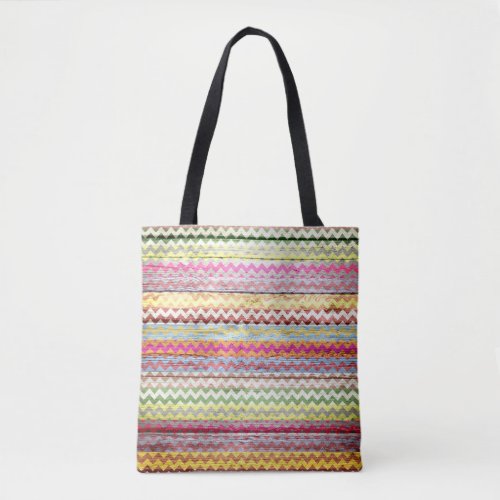 Modern Wood Colorful Chevron Pattern 5 Tote Bag