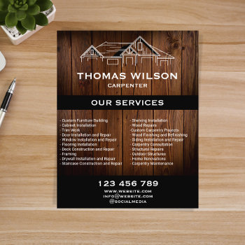 Modern Wood Construction Handyman Carpenter Tools  Flyer by smmdsgn at Zazzle