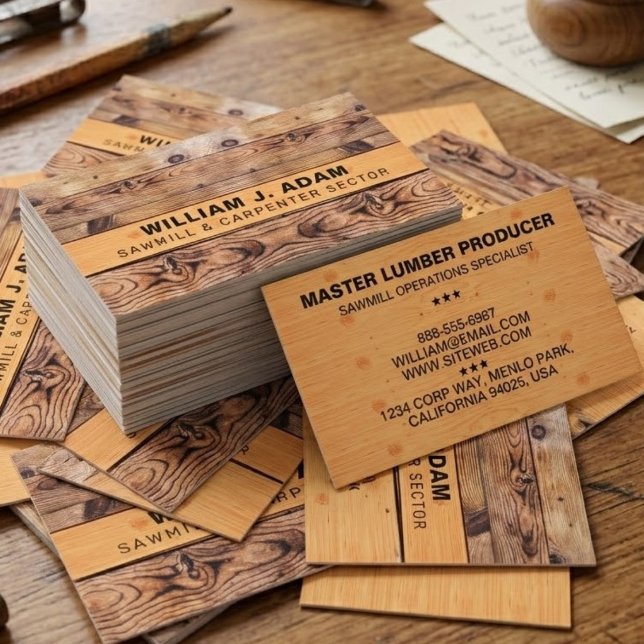 (MODERN WOOD CONSTRUCTION) SAWMILL / CARPENTRY BUSINESS CARD (Wood working Carpenter Cards)