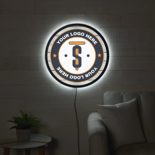 Modern Wood Custom Business Logo Lightbox LED Sign