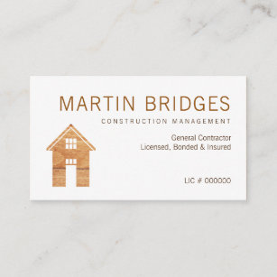 Modern Wood General Construction Business Cards