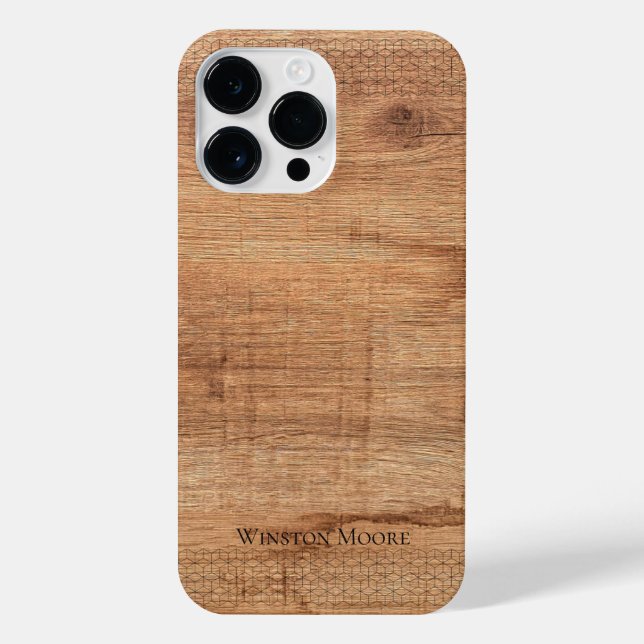Modern Wood Geometric Pattern iPhone Case (Back)