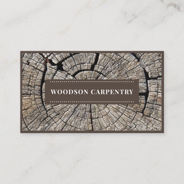 Modern Wood Grain Carpenter Woodworker Business Card (Front)