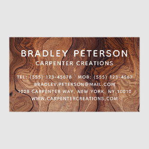 Modern Wood Grain Carpentry Branding Clear Business Cards