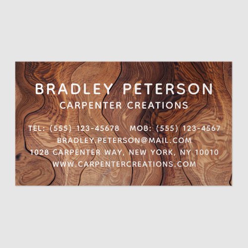 Modern Wood Grain Carpentry Branding Clear Business Cards