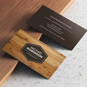 Modern Wood Grain Look Business Card by CardHunter at Zazzle