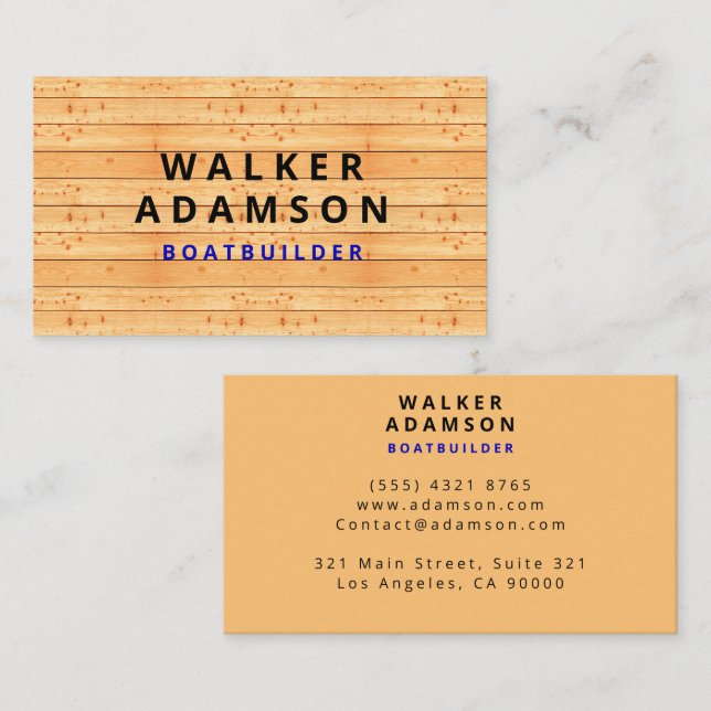 Modern Wood Grain Look - Professional Business Card (Front/Back)