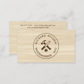 Modern wood grain look professional carpenter logo business card (Front/Back)