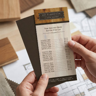 Modern Wood Grain Professional Classy Price List Rack Card