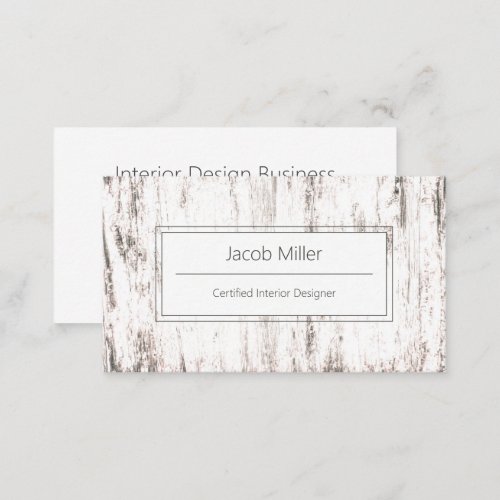 Modern Wood Grain White Brown Rustic Business Card