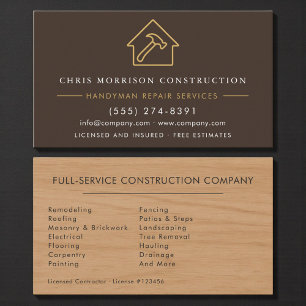 Modern Wood Handyman Construction Business Card