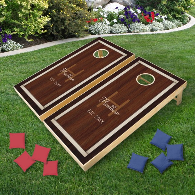 Modern Wood Hue Square Burnt Hickory Chestnut Cornhole Set (Creator Uploaded)