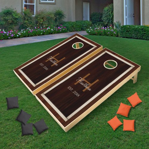 Modern Wood Hue Square Burnt Hickory Cornhole Set