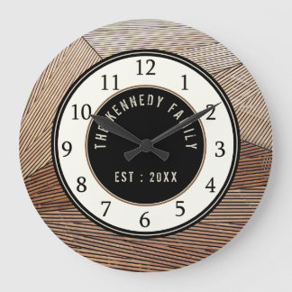 Modern Wood Pallet Family Name Large Clock