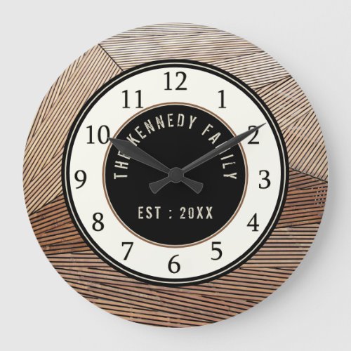 Modern Wood Pallet Family Name Large Clock