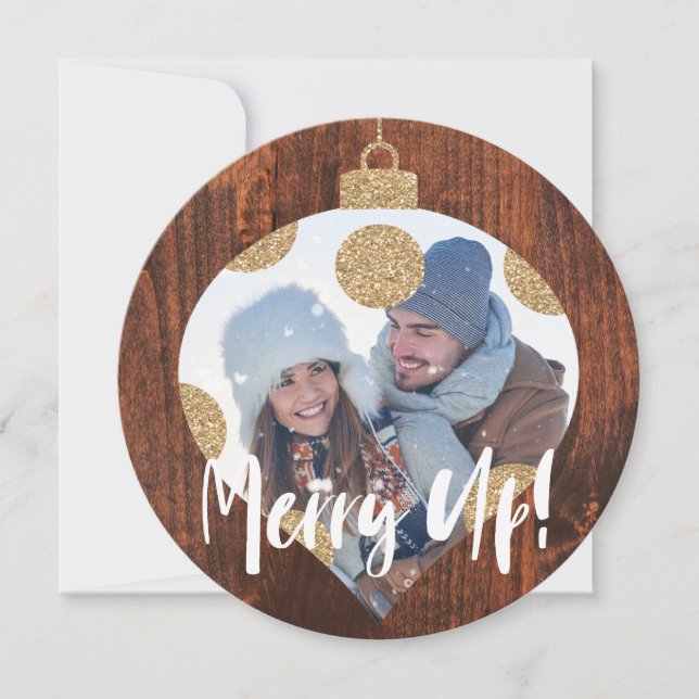 Modern Wood Polka Dot Christmas Ornament Photo (Front)