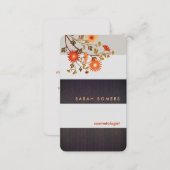 Modern Wood Stripes Orange Flowers Nature Business Card (Front/Back)