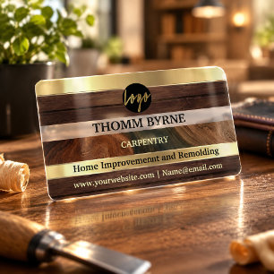 Modern Wood Texture Carpenter Clear Acrylic Business Cards