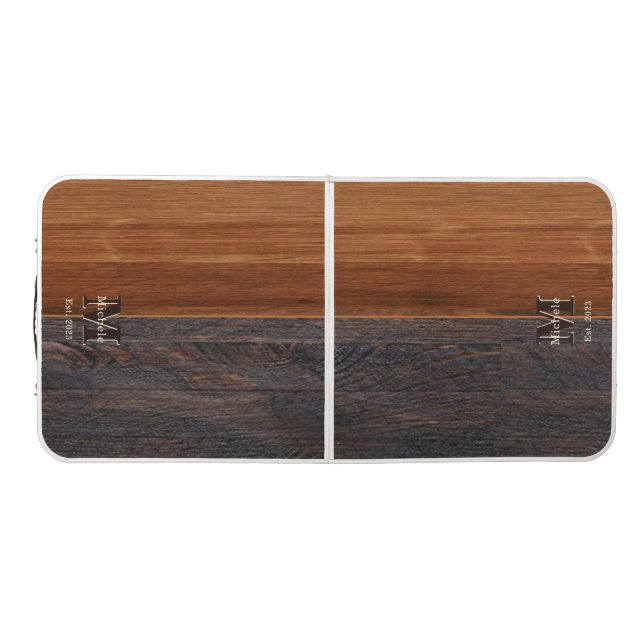 Modern Wood Tone Monogram Square  portable table (Top)