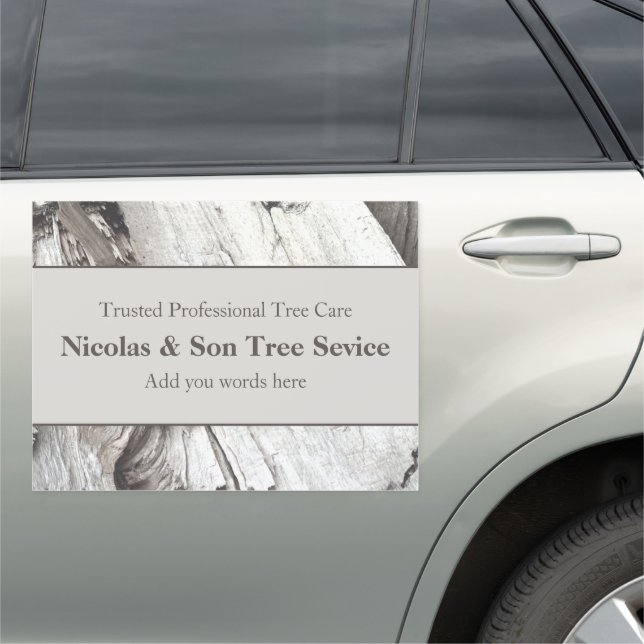 Modern Wood Tree Removal Service Business Promo Car Magnet (In Situ)