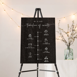 Modern Wood Wedding Order of Events Timeline Sign