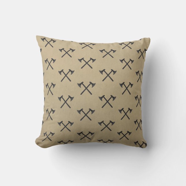 Modern woodcutters crossed axes   throw pillow (Front)