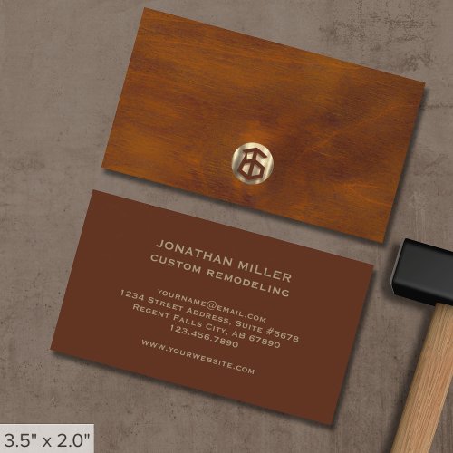 Modern Wooden Carpentry Construction Business Card