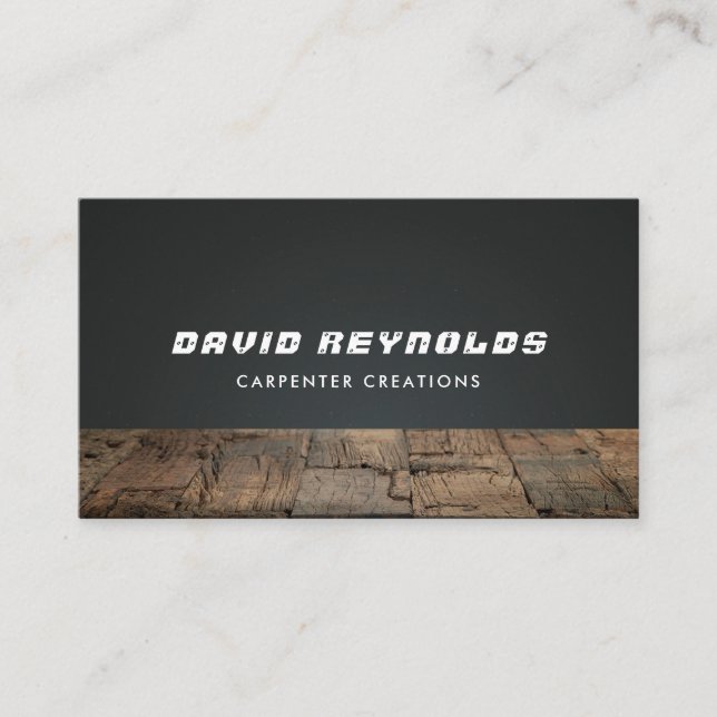 Modern Wooden Carpentry Construction  Business Card (Front)