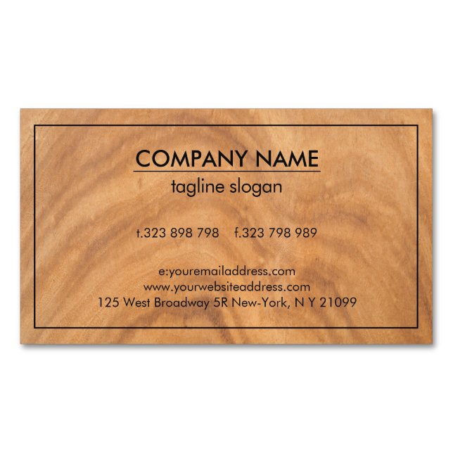 Modern Wooden Design Business Card Magnet (Front)