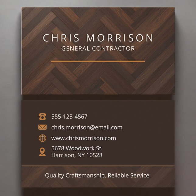 Modern Wooden General Contractor Construction  Business Card (Creator Uploaded)