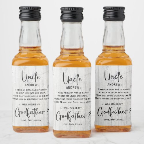 Modern Wooden  Texture Godfather Proposal Liquor Bottle Label