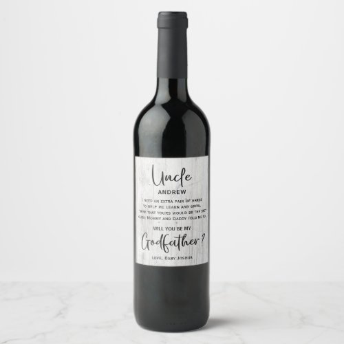 Modern Wooden  Texture Godfather Proposal Wine Label