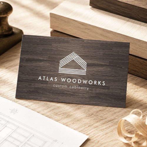 Modern Woodgrain Cabinet Maker Business Card