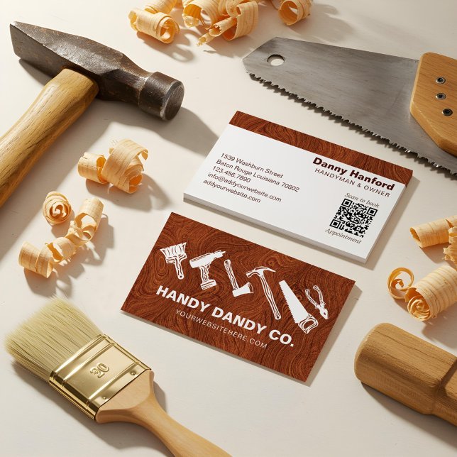 Modern Woodgrain Handyman Tools Contractor Business Card (Modern Woodgrain Handyman Tools Contractor Business Card)