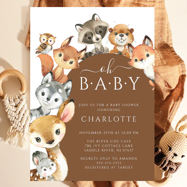 Modern Woodland Animals Baby Shower Invitation | Zazzle