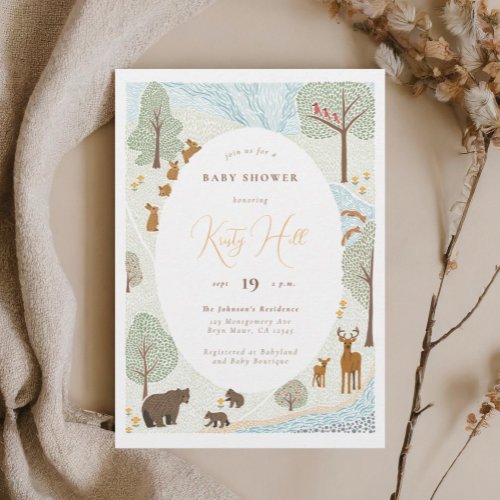 Modern Woodland Animals Baby Shower Invitation