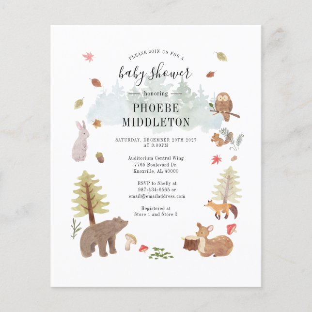 Modern Woodland Animals Boy Baby Shower Invitation (Front)