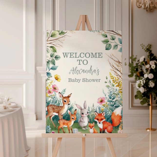 Modern Woodland Animals Forest  Baby Shower Foam Board (Creator Uploaded)