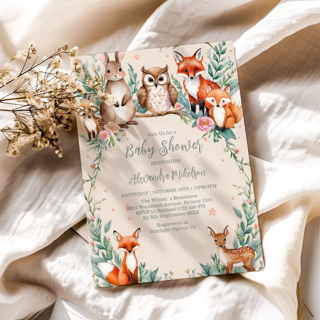Modern Woodland Animals Forest  Baby Shower Invitation (Creator Uploaded)