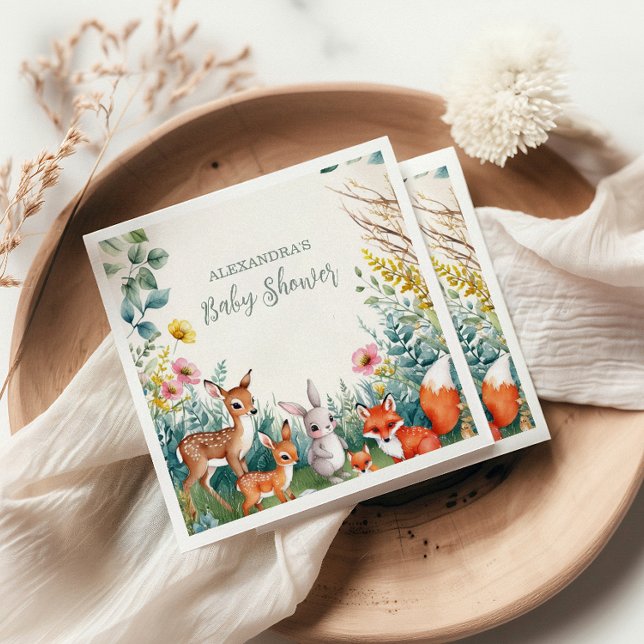 Modern Woodland Animals Forest  Baby Shower Napkins (Creator Uploaded)