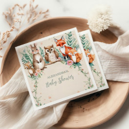 Modern Woodland Animals Forest Baby Shower Napkins