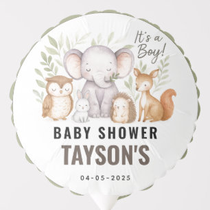 Modern Woodland Animals Forest Boy Baby Shower Balloon