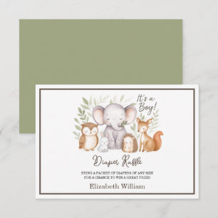 Modern Woodland Animals Forest Boy Baby Shower Enclosure Card